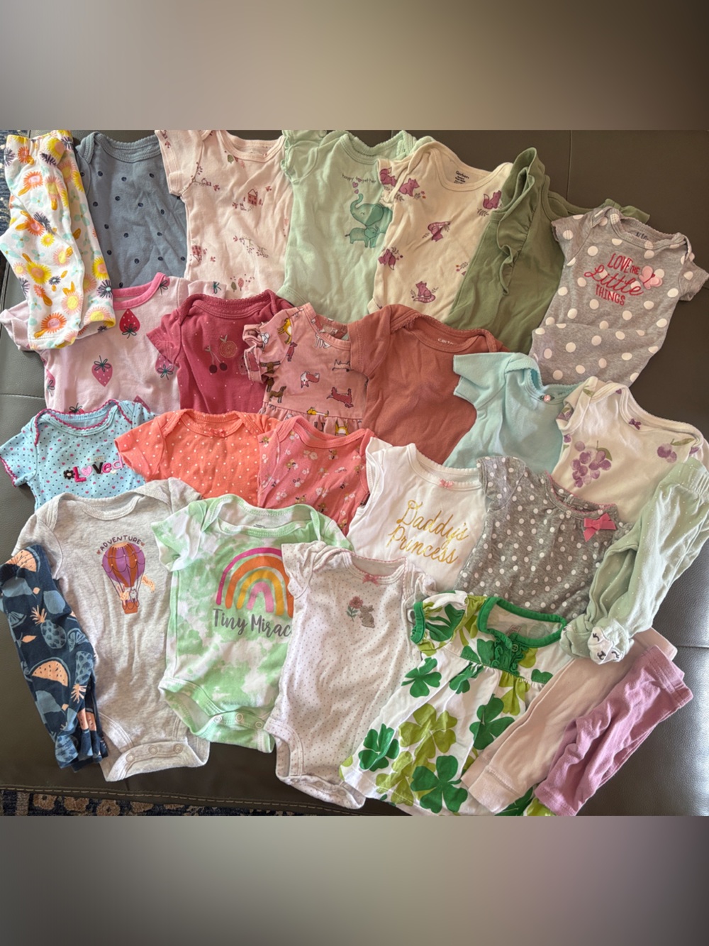 Baby Girls Mixed Printed Onesies Bundle - Rainbows, Florals & Animals